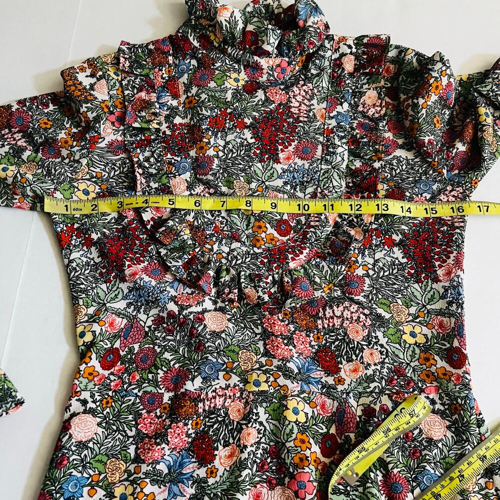 Topshop Floral Long Sleeve Dress Size 2 Multicolor - Picture 5 of 7